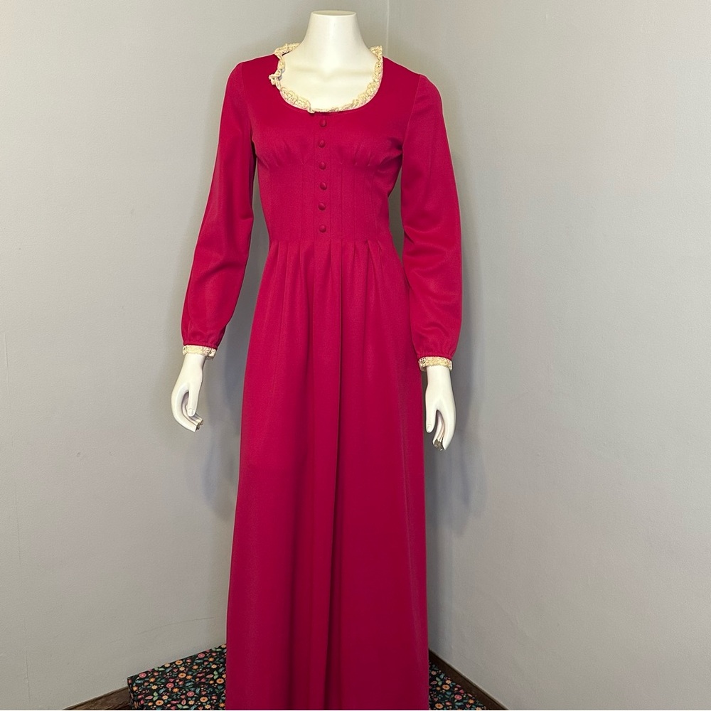 Montgomery Ward Berry Pink Dress 70s Vintage